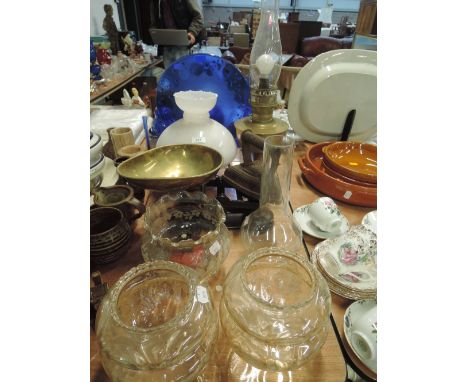 A selection of gas light shades and similar lamp