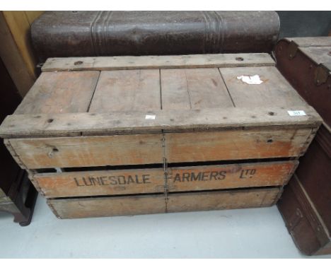 A vintage food crate, Lunesdale Farmers Ltd branding