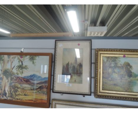 A selection of original art works including oil on canvas and Venetian watercolour 