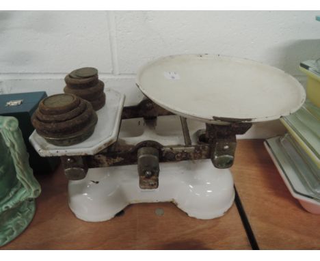 A set of vintage kitchen scales