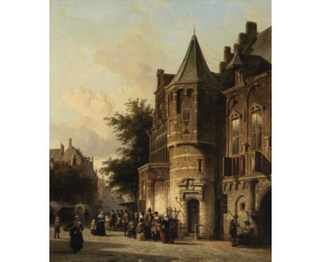 Cornelis Springer (1817-1891), Ville&nbsp;fantaisiste, 1849-1869, huile sur toile, signée et datée, 65,5x55,5 cmProvenance: G