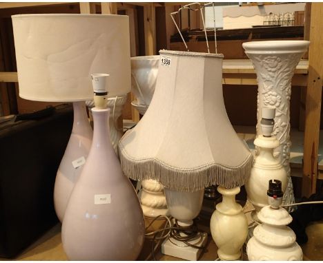 Collection of lamps various sizes and styles with plant stands. Not available for in-house P&amp;P, contact Paul O'Hea at Mai