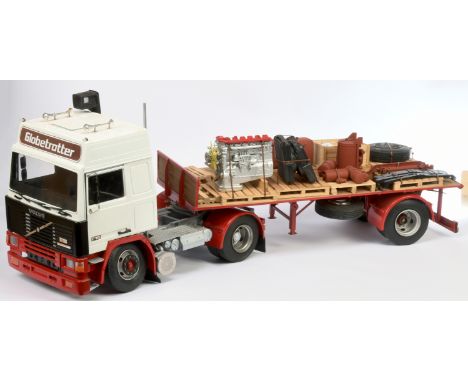 Pocher (Rivarossi) (Italy) - Volvo F16 Intercooler Truck and Trailer "Globetrotter" Model Kit, has been built to a good stand