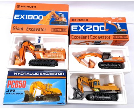 Shinsei (Japan) Mixed Scale Boxed Construction Group, to include 1:50 scale Komatsu PC650 Hydraulic Excavator, 1:40 scale Hit