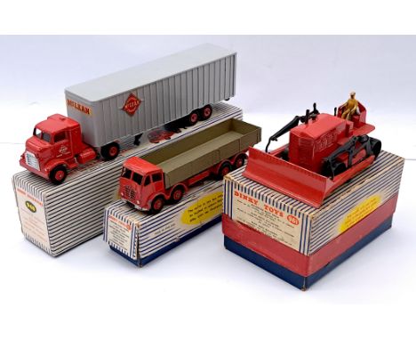 Dinky Toys Boxed Commercial Group, to include 961 Blaw Knox Bulldozer, 948 Tractor &amp; Trailer "McLean", 901 Foden Diesel 8