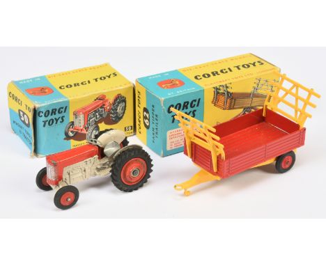 Corgi Farm Related Boxed Pair, to include 50 Massey-Ferguson 65 Tractor, cream, red including plastic hubs, silver grille, ba