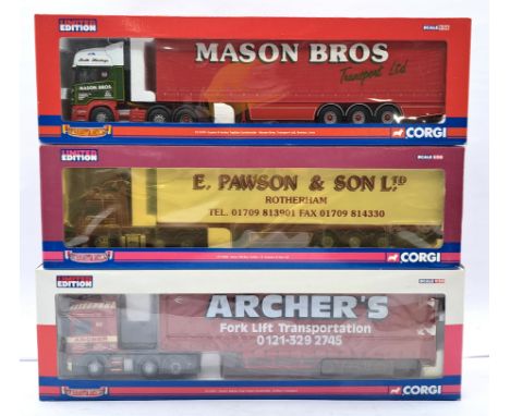 Corgi Hauliers of Renown 1:50 Scale Boxed Trio, to include; (1) CC12927 Scania Topline with Step Frame Curtain Side Trailer "