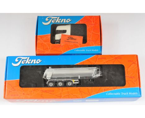 Tekno 1:50 Scale Truck &amp; Trailer Boxed Pair, to include; (1) Scania R500 Topline truck, and (2) 000021 T.B. Meiller Kippe