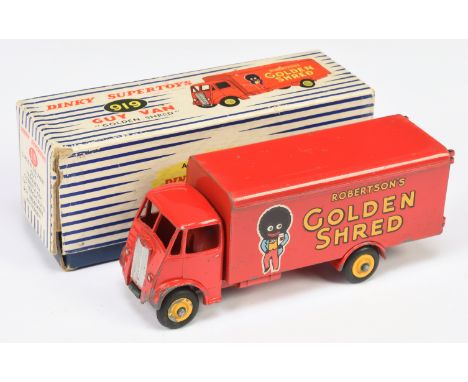 Dinky Toys 919 Guy Van (Type 2) "Robertson's Golden Shred", red cab, chassis and back, silver trim and yellow supertoy hubs, 