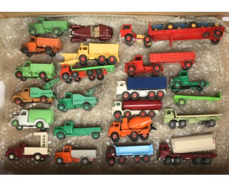Dinky Toys, Matchbox and similar, a mixed unboxed group of Commercials to include Bedford and Commer pickup and others simila