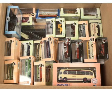 Oxford Diecast, a mainly 1/76 and 1/43 scale mixed boxed group of Commercial Vehicles to include, Leyland Bus "Southdown". We