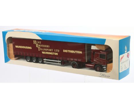 Tekno The British Collection No.95 1:50 Scale ERF EC11 with Curtain Side Trailer "Hunt Brothers Transport Ltd.", with accesso