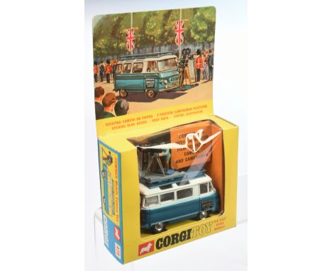 Corgi 479 Commer Mobile Camera Van "Samuelson Film Service Limited", two-tone blue and white, silver trim, spun hubs, white i