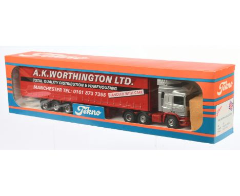 Tekno The British Collection No.58 1:50 Scale ERF EC14 with Curtain Side Trailer "A.K. Worthington Ltd.", with accessories, a