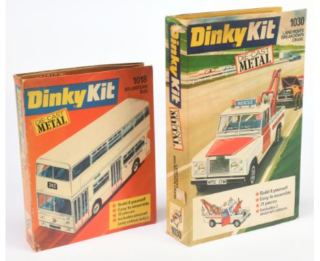 Dinky Diecast Metal Kits Boxed Pair, to include 1030 Land Rover Breakdown Crane and 1018 Atlantean Bus, sealed inside Fair to