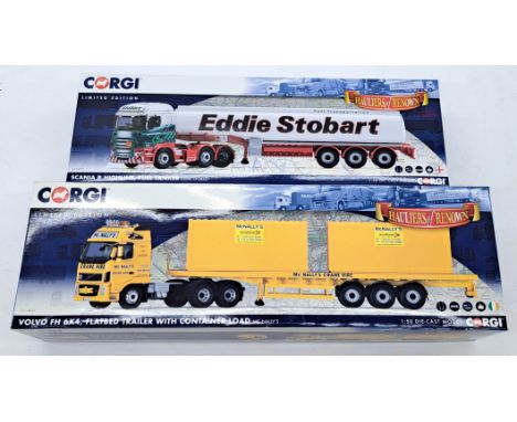 Corgi Hauliers of Renown 1:50 Scale Boxed Pair, to include; (1) CC13775 Scania R Highline with Fuel Tanker "Eddie Stobart"; a