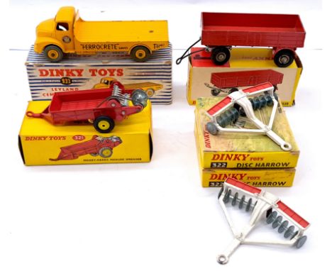 Dinky Toys Boxed Mixed Group, to include 933 Leyland Cement Wagon, 321 Massey-Harris Manure Spreader, 322 Disc Harrow x2, 428