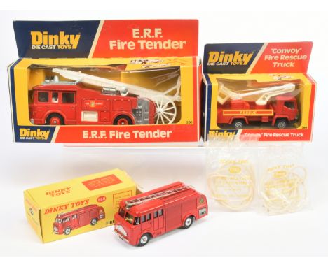 Dinky Toys Boxed Fire Engine Group, to include; (1) 266 E.R.F. Fire Tender, red including hubs, silver/chrome trim, white lad