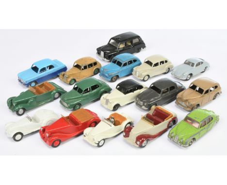 Dinky Toys, a mixed unboxed group of mainly cars to include, Austin Taxi, Ford Zephyr, Dinky Toys Vanguard and similar, (Code