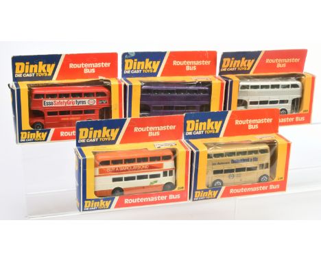 Dinky Toys, a mixed boxed Routemaster Bus 289 to include, "Buy A Barclaybond", "Esso SafteyGrip Tyres, "Les Autocars" and oth