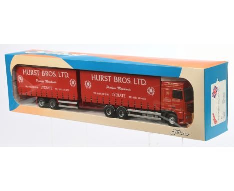 Tekno The British Collection No.100 1:50 Scale DAF XF95 with Curtain Side Close Couple Trailer "Hurst Bros. Ltd.", with acces
