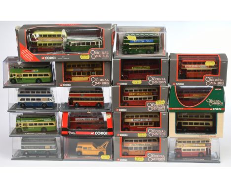 Corgi Original Omnibus, a mixed boxed group of 1:76 Scale Buses to include, OM42001 Leyland PD3 "Queen Mary" Open Top Southdo