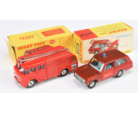 Dinky Toys Boxed Fire Service Pair, to include; (1) 195 Range Rover "Fire Chief's" Car, metallic red, light blue interior, bl