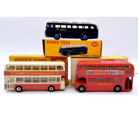 Dinky Toys Boxed Bus &amp; Coach Group, to include 289 Routemaster "Esso Safetygrip Tyres", 292 Leyland Atlantean Bus, 283 B.