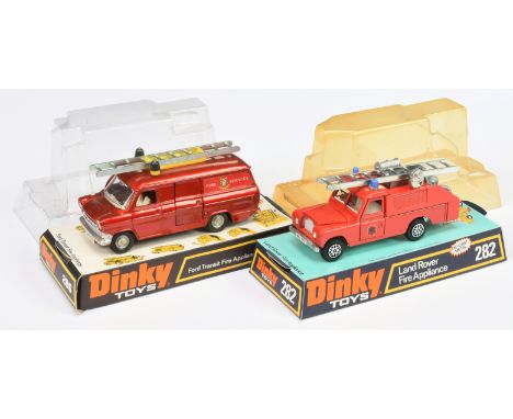 Dinky Toys Fire Service Pair, to include; (1) 286 Ford Transit Fire Appliance, Red, white interior, cast spun hubs; (2) 282 L