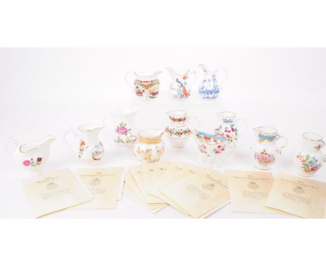 Royal Worcester - Late 20th century set of twelve fine bone china Heirloom Jugs mostly decorated in delicate floral designs a