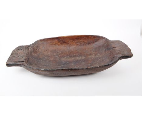 A 20th century resin cast twin handled bread trough / tray, in the style of an 18th century bread kneading bowl. Measuring ap
