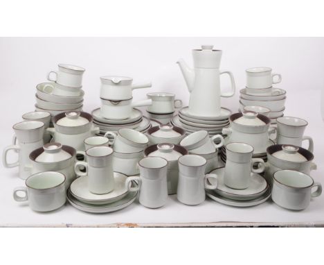 Denby - Summit Pattern - A large extensive collection of Denby stoneware dinner / tea service set. To include teapot, saucers