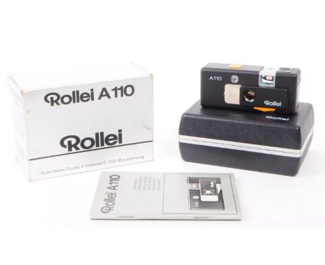 Rollei - A vintage 20th century circa 1970s Rollei A110 110 format compact viewfinder camera. The camera having a Tessar 23mm