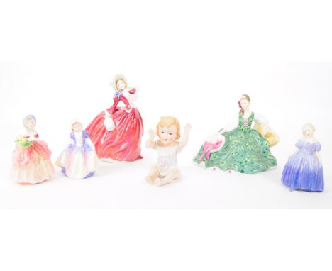 Royal Doulton - Collection of six 20th century porcelain figurines comprised of Autumn Breezes HN 1934, Elyse HN 2474, Marie 