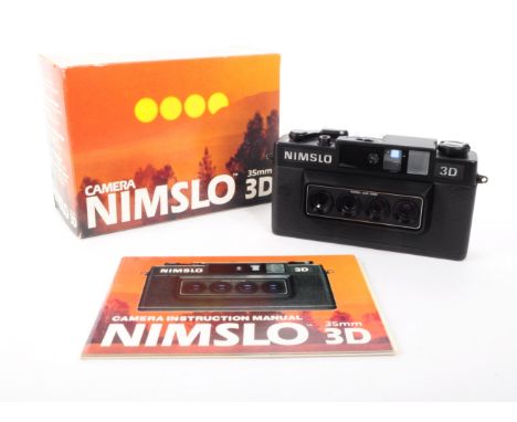 Nimslo - A vintage late 20th century 1980s Nimslo 3D 35mm camera. The camera featuring Quadra 30mm lens system for capturing 