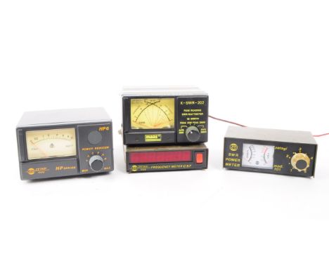 Zetagi - A collection of four vintage power meters, comprised of an SWR Power Meter mod. 101, a HP Series HP 6 power reducer,