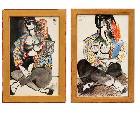 PABLO PICASSO (Spanish, 1881-1973) 'Spanish Women', a pair of collotypes, dated in the plate, from 'Atelier la Californie, Ca