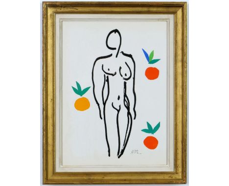 HENRI MATISSE, Nude with oranges, original lithograph from the 1954 edition after Matisse’s cut outs – initialled in the plat