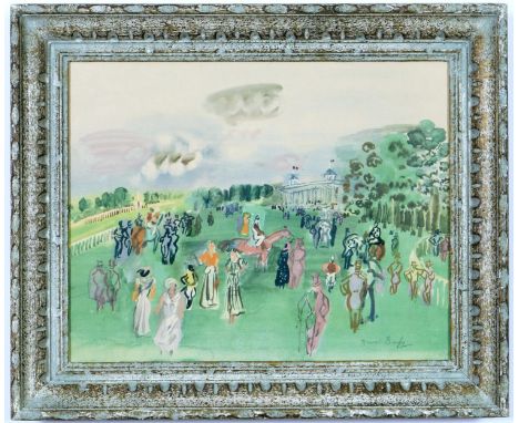 RAOUL DUFY AU CHAMPS DE RACING LITHOGRAPH signed in the plate French Montparnasse frame 45cm x 35cm. 