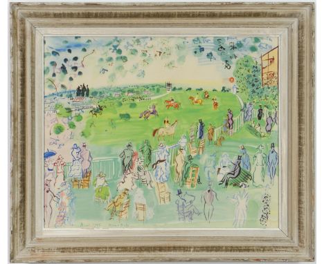 RAOUL DUFY ASCOT LITHOGRAPH signed in the plate Printed by Daniel Jacomet 1960 French Montparnasse frame 55 x 60 cm. 