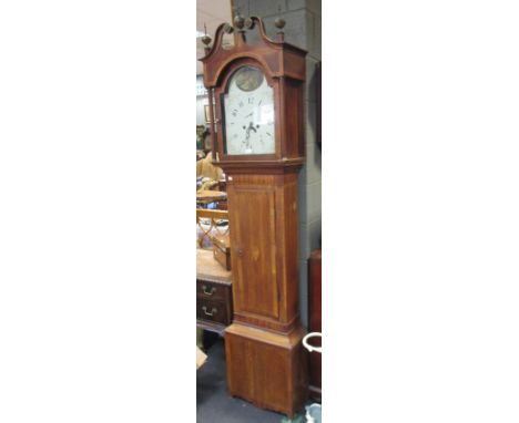 An oak longcase clock with eight day movement and painted dial  