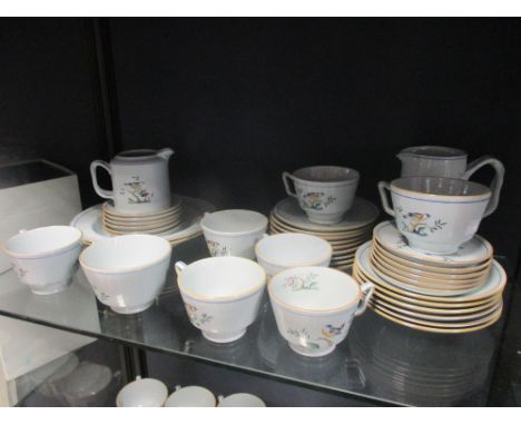 A Spode Queens Bird part tea set to include a teapot, cups, saucers, milk jug etc (qty)  