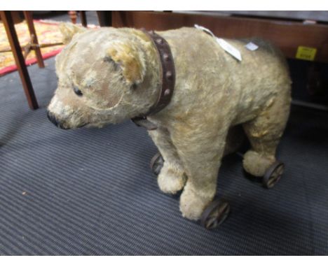 A Steiff type pull along bear with growler, 37cm high approx  