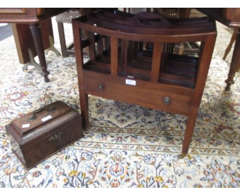A George II mahogany tea caddy and a mahogany music Canterbury (2)  