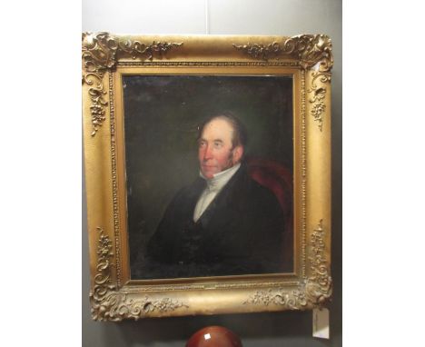 A portrait of Marshall Hall, oil on canvas (some paint loss) 75 x 62cm together with a gilt frame containing a pr-Raphaelite 