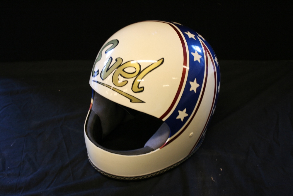 EVEL KNIEVEL REPLICA HELMET an Evel Knievel full sized replica helmet.