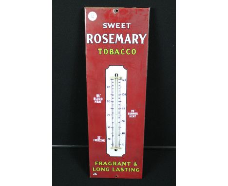 TOBACCO - ENAMEL SWEET ROSEMARY - A enamelled metal Sweet Rosemary Tobacco advertising thermometer, measuring 57cm (22 1/2")