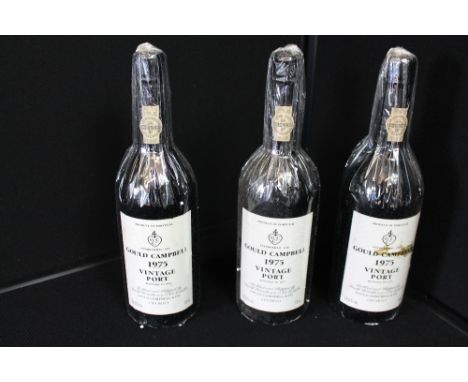 PORT - GOULD CAMPBELL - 3 bottles of Gould Campbell 1975 Vintage Port, in wraps (75cl).