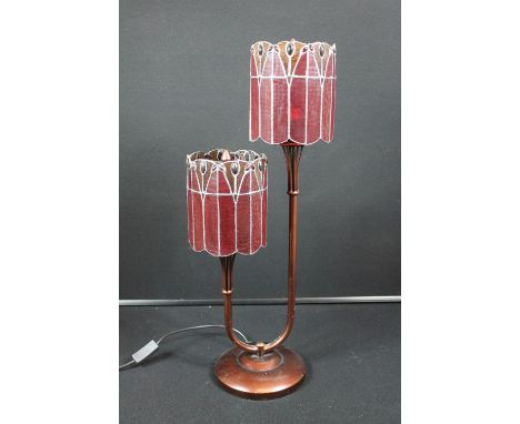 TABLE LAMP - a Minster Giftware table lamp with red glass shades.