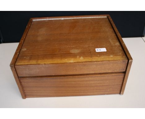 RECORD PLAYER - a Garrard Type A Mark II record player. Wooden case that has minor wear.